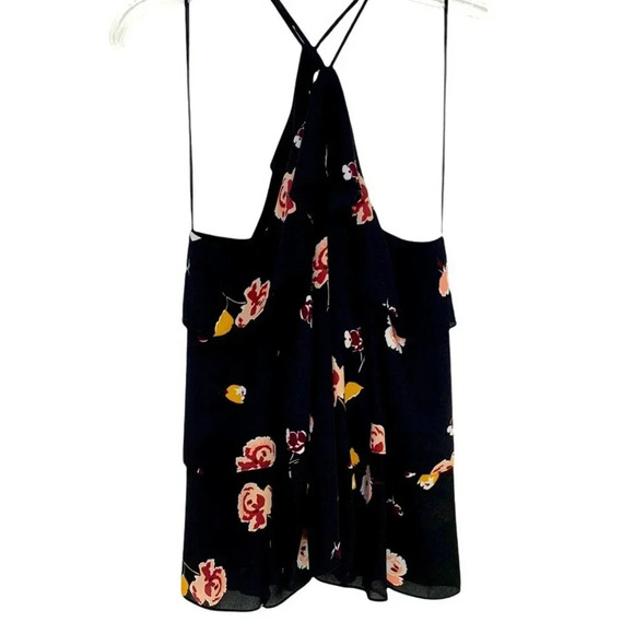 1. State Halter Neck Floral Tiered Top Black Size XS - Picture 7 of 11